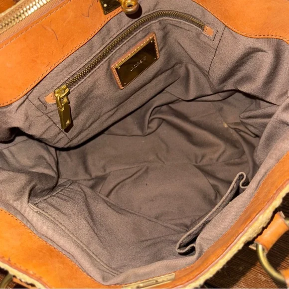 J.Crew Berkeley Small Shoulder Top Handle Straw Leather Bag Beige - Picture 7 of 12